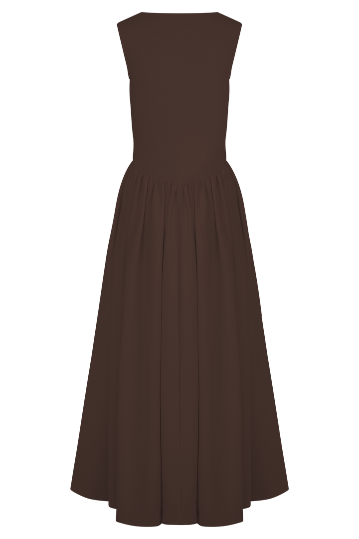 Sara - Robe midi en maille marron