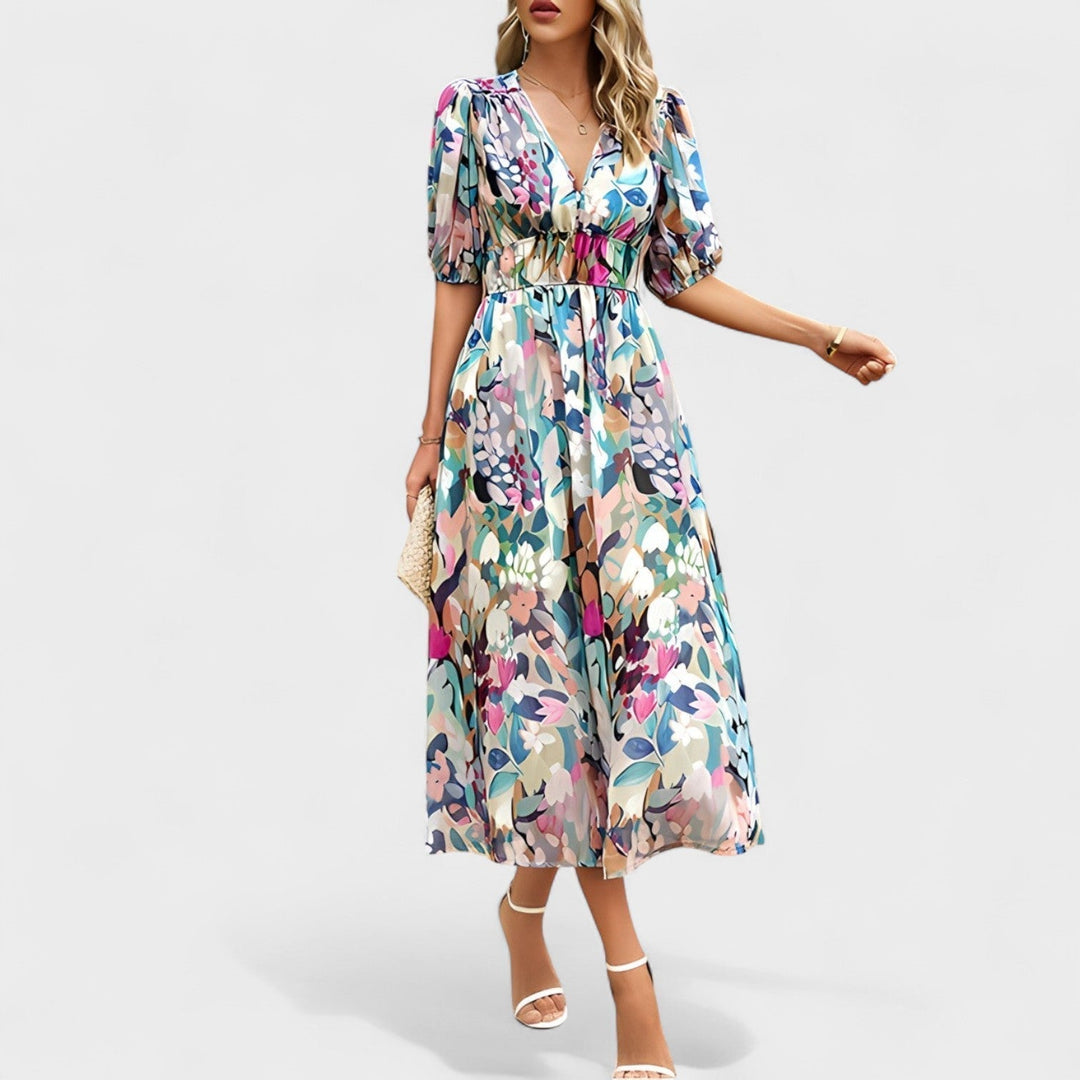 Clara - Robe Midi Florale Élégante