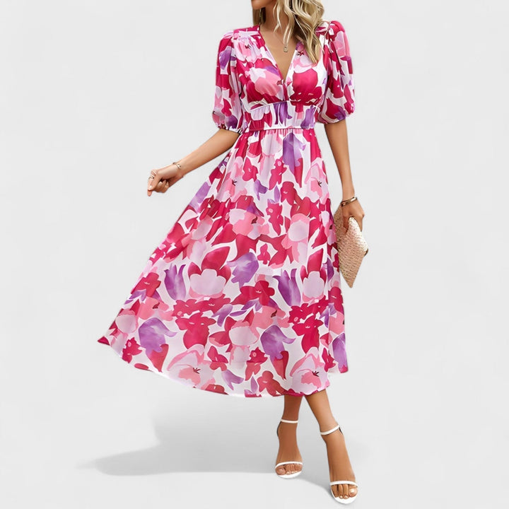 Clara - Robe Midi Florale Élégante