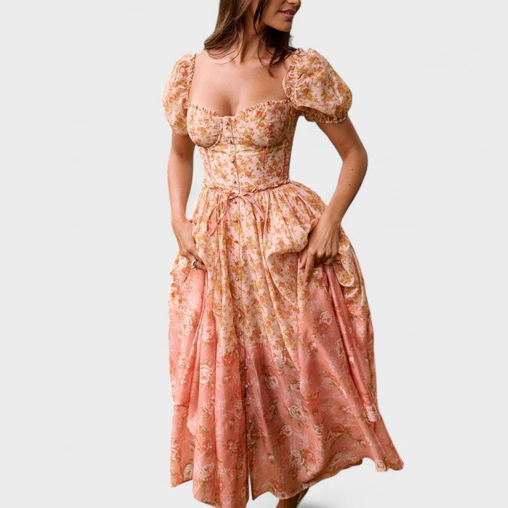 Valentina - Robe Florale Corail