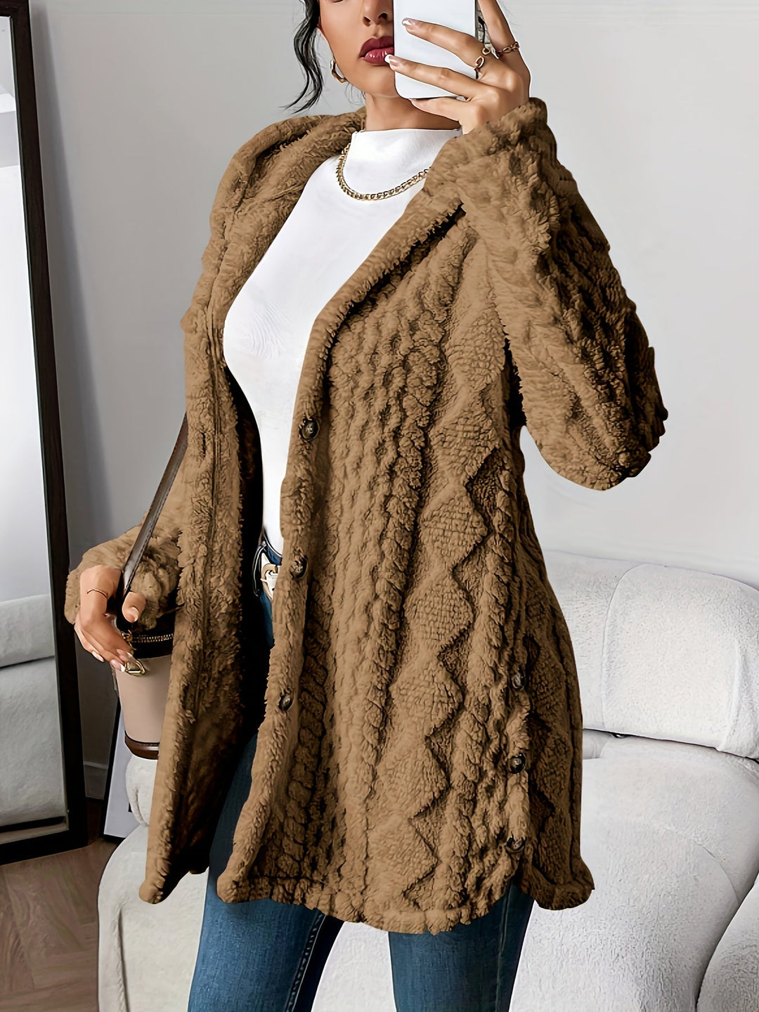 Sara - Manteau à capuche en peluche