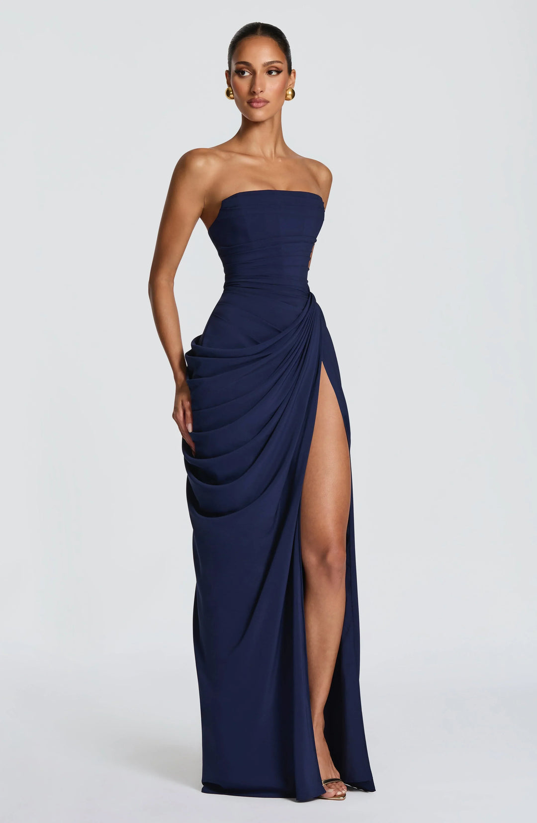 Adriana - Robe Longue Drapée avec Fente