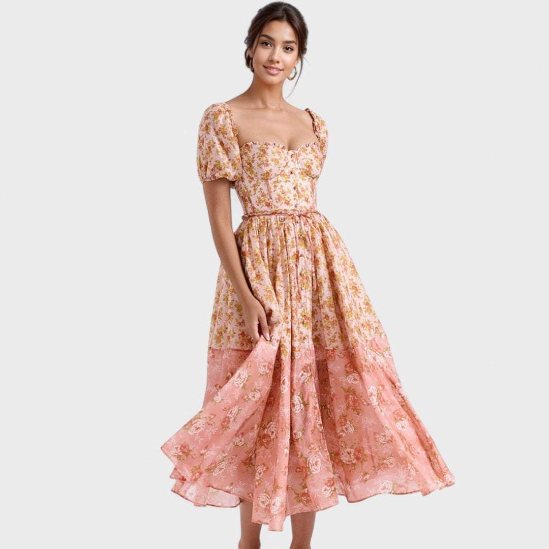 Valentina - Robe Florale Corail