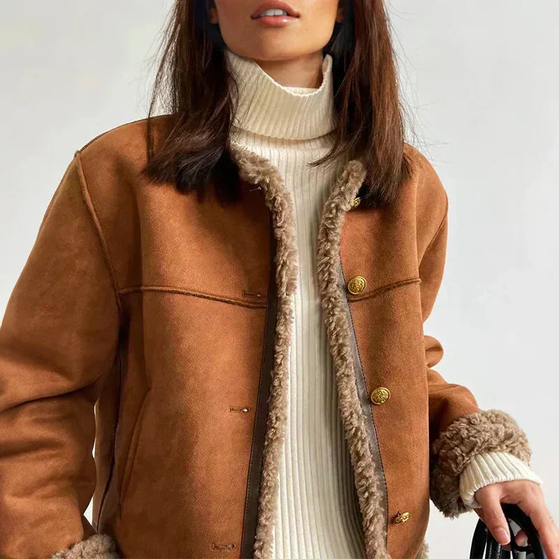 Rosália - Manteau en cuir avec boutons