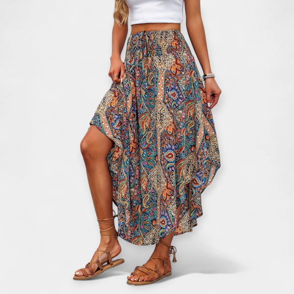 Jupe Midi Fleurie Taille Haute