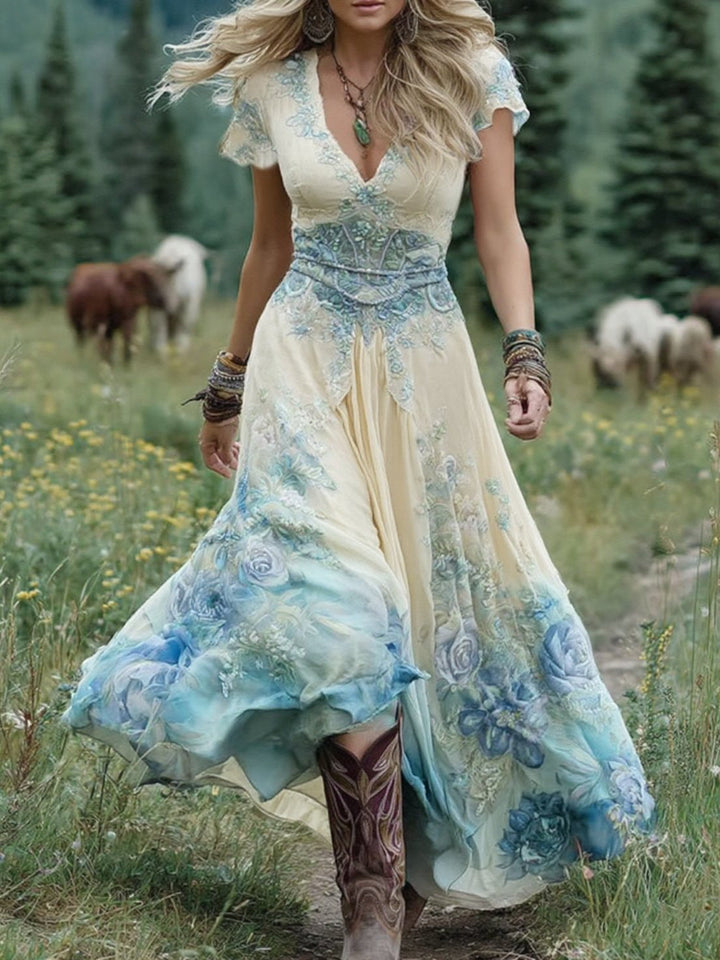 Serena - Robe Maxi Courte Florale