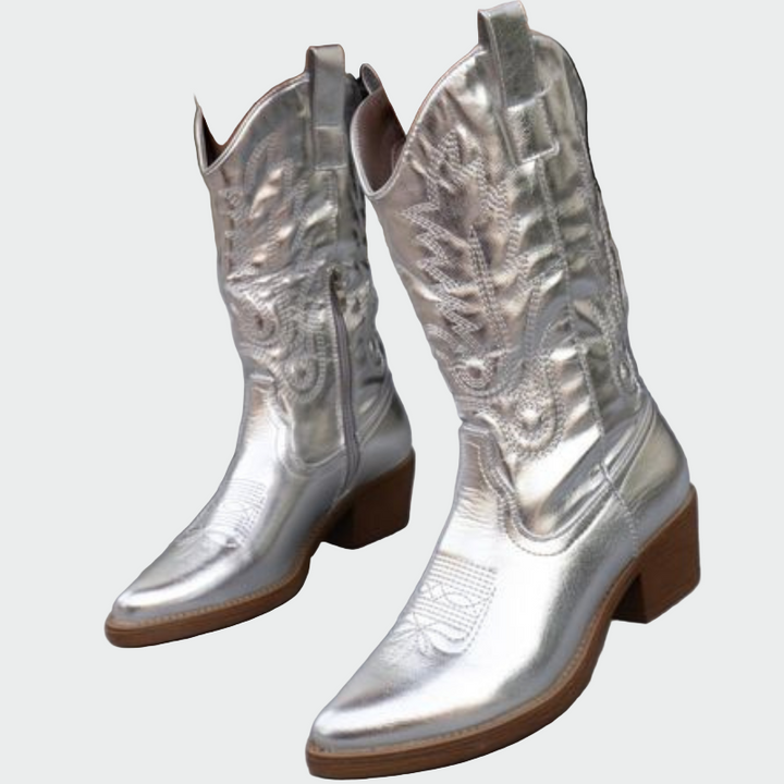Bottines de cowboy métalliques