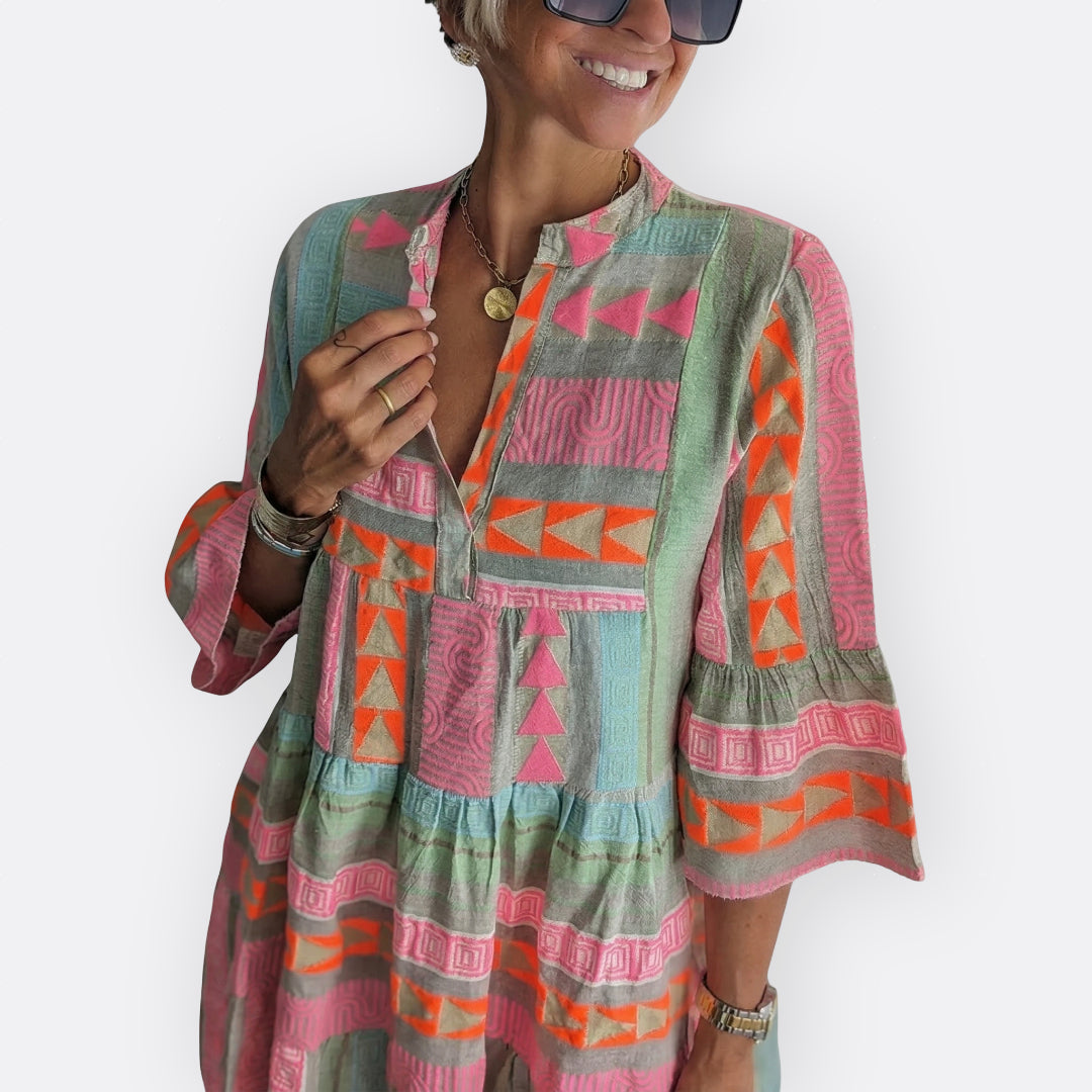 Madalena - Robe Boho à Couches avec Coupe Fluide