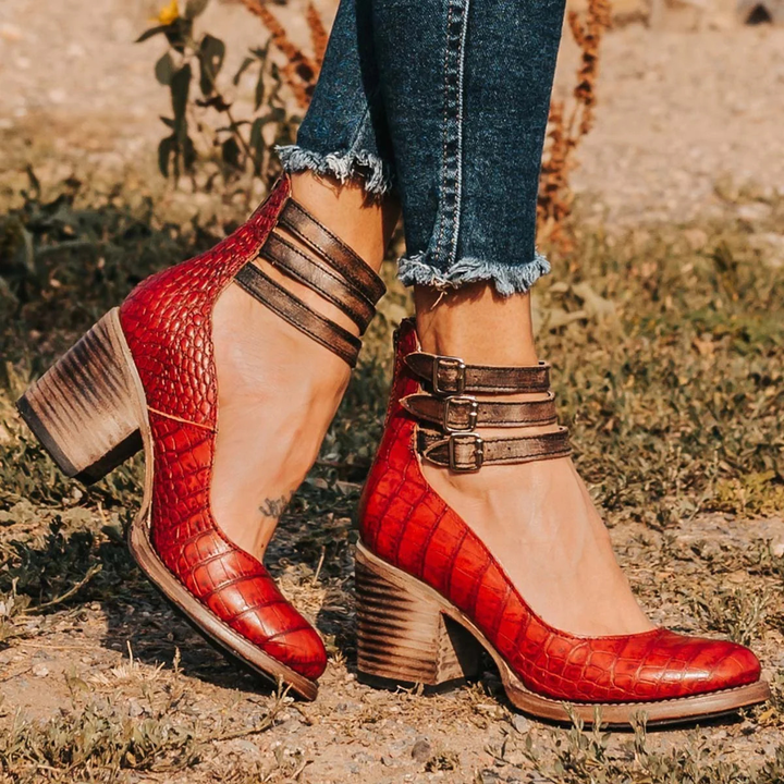 Ginevra - Chaussures à talons hauts avec multiples lanières et semelle épaisse