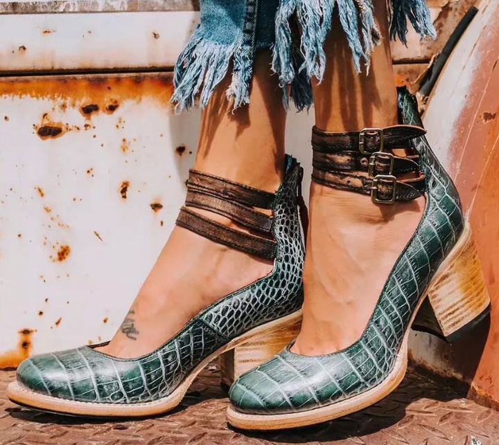 Ginevra - Chaussures à talons hauts avec multiples lanières et semelle épaisse