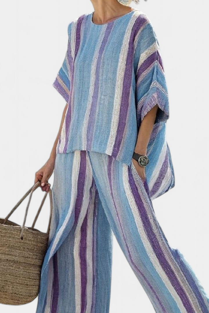 Laura - Ensemble Rayures Mauve
