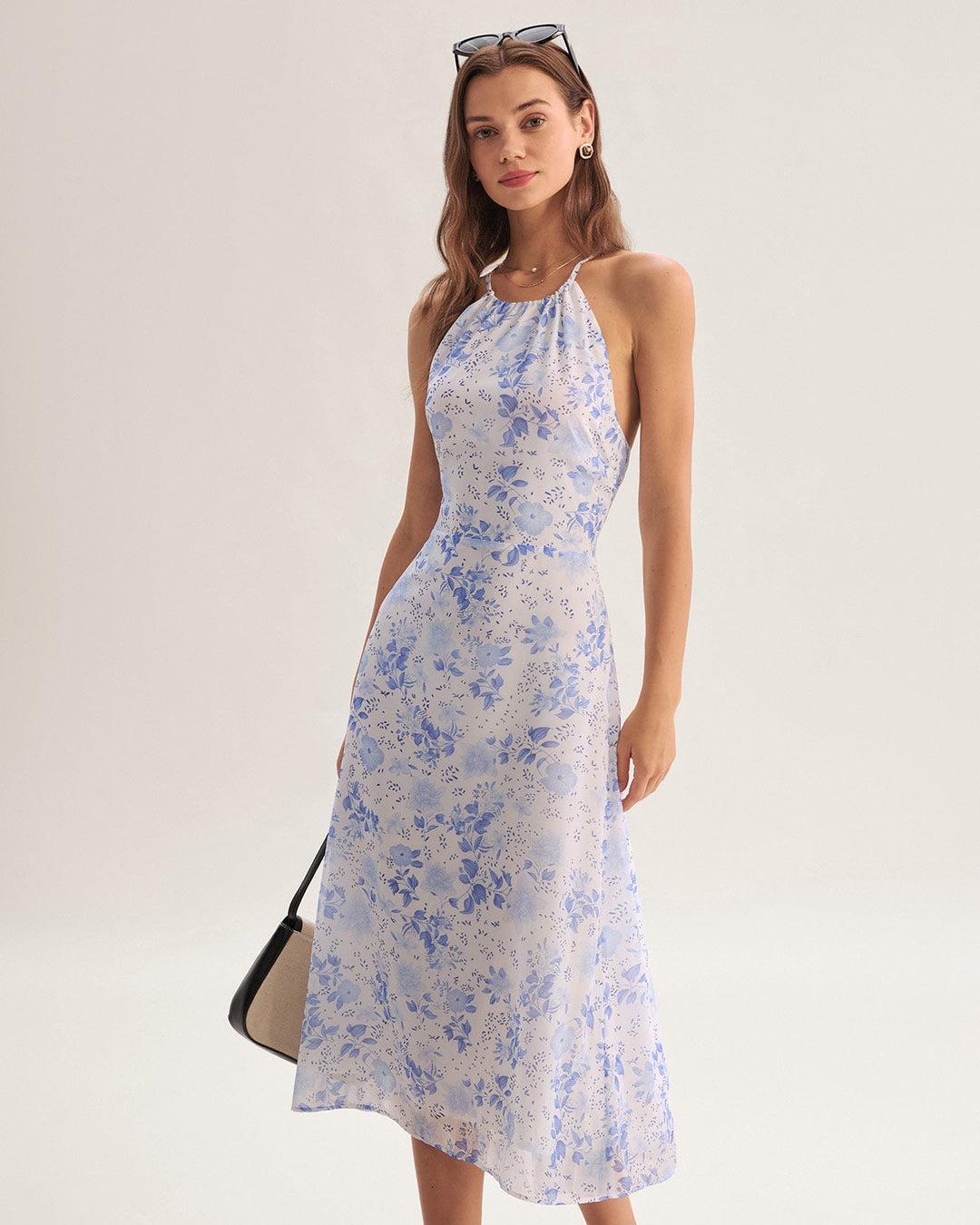 Clarice - Robe Midi Bleu Floral