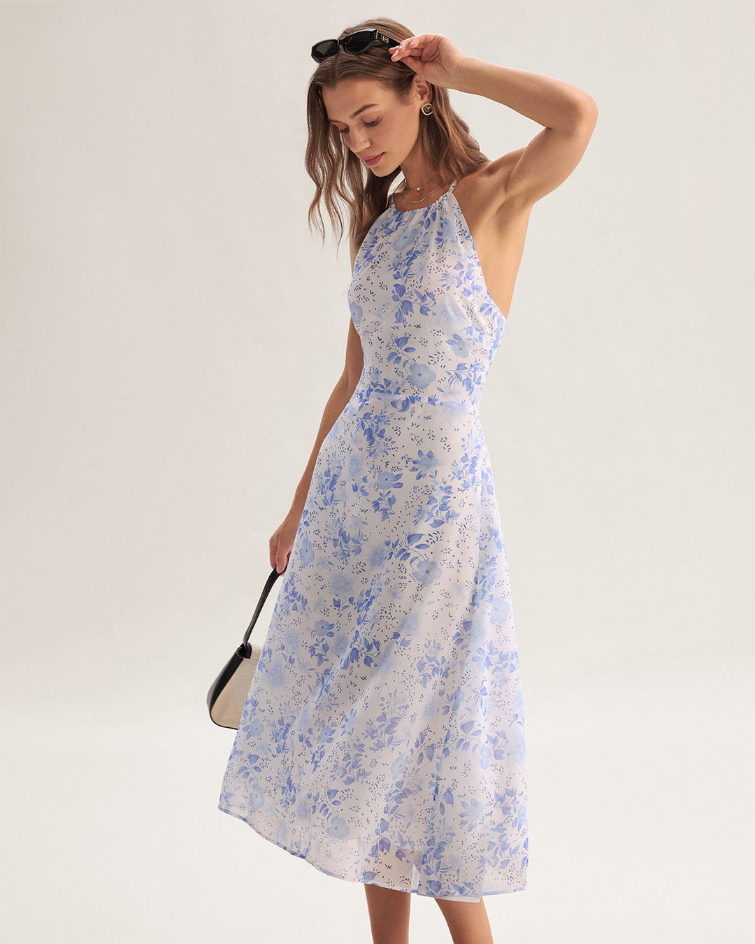 Clarice - Robe Midi Bleu Floral